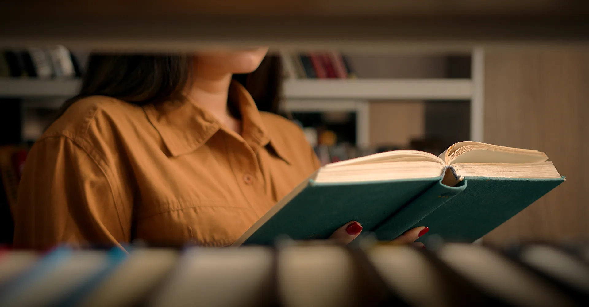 A woman reading a book